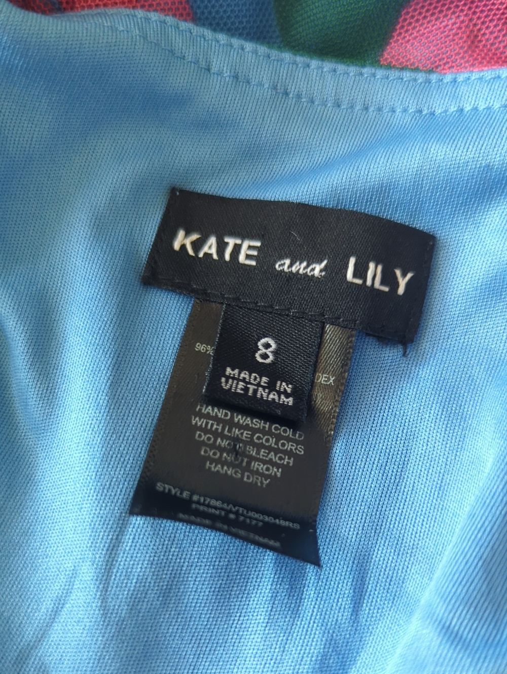 Kate and Lily Floral V-Neck Dress - Pink & Blue - Picture 6 of 7
